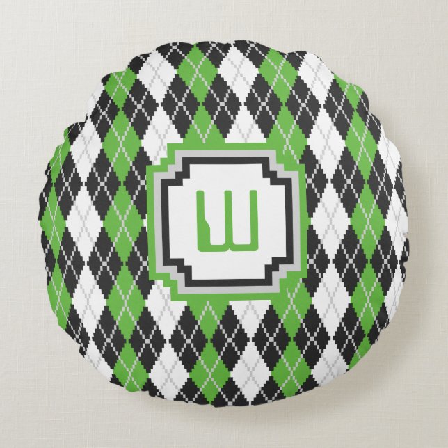 Retro Argyle Round Pillow Rund Kudde (Framsidan)