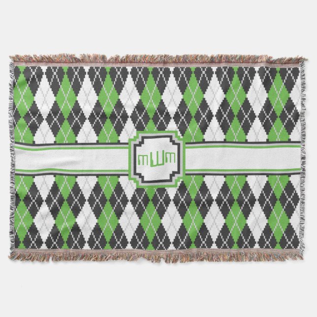 Retro Argyle Throw Blanket Mysfilt (Framsidan)