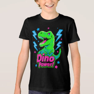 Retro Arkad Dino Power Pixel T-Rex T Shirt