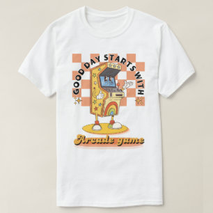 Retro Arkad God Dag Börjar Design T Shirt