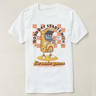 Retro Arkad God Dag Börjar Design T Shirt