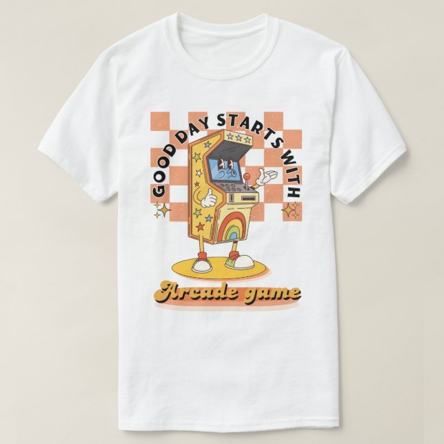 Retro Arkad God Dag Börjar Design T Shirt (Design framsida)