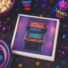 Retro Arkad Level Up Födelsedagsservetter Pappersservett