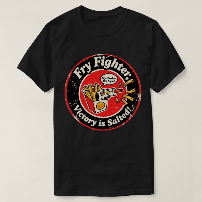 Retro Arkad Ljus Pistol & Pommes Frites Design T Shirt (Design framsida)