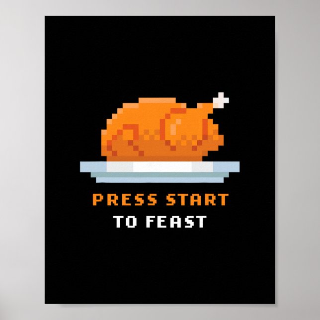 Retro Arkad Pixelat Turkstekt Spel – Tryck Start T (Framsidan)