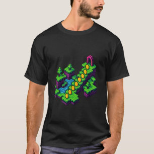 Retro Arkad Pixels Stad Löpare 8 bit Landskap Ni T Shirt