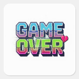 Retro arkad stil spel över text fyrkantigt klistermärke
