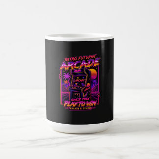 Retro Arkad Synthwave Neon Klistermärke Kaffemugg