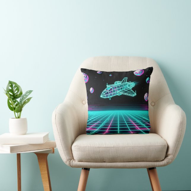 Retro Arkad Utrymme Grid Kudde (Stol)