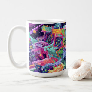 Retro Arkadmaskiner i Rymden Kaffemugg