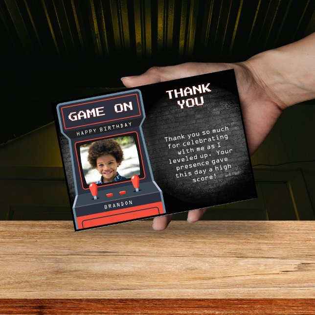 Retro Arkadspel Fototegelvägg Tack Kort (Skapare uppladdad)