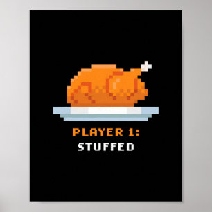 Retro arkadspel med pixlar Turkiet – spelare 1-stu Poster