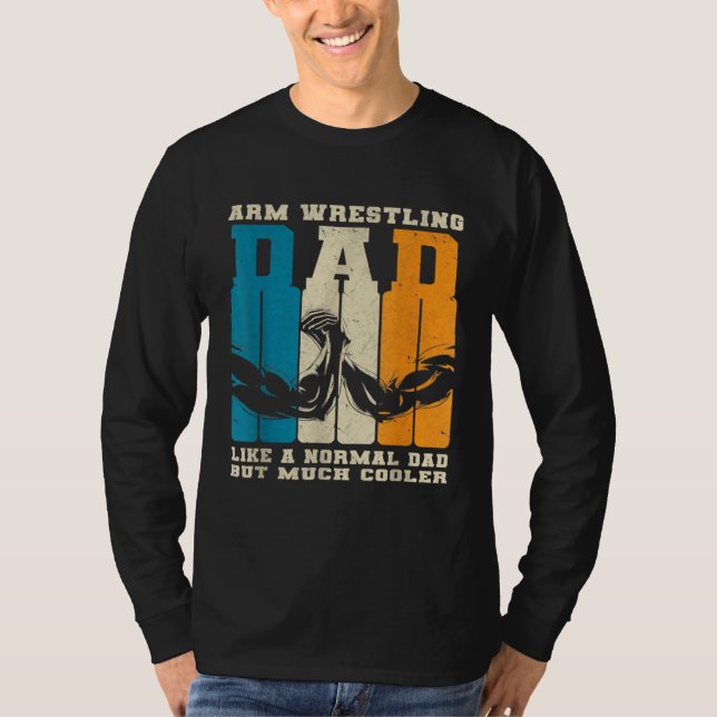 Retro Arm Wrestling Pappa Normal Pappa Men Coolare T Shirt (Framsida)