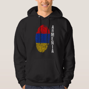 Retro Armenia Flagga Home Fingerprint Graphic Tee Hoodie