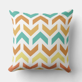 Retro Arrows Chevron Orange Teal Guld Kudde