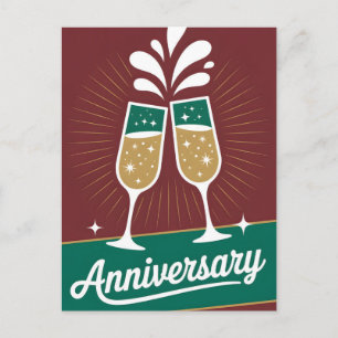 Retro-årsdagsgrafik med gnistrande champagne helg vykort