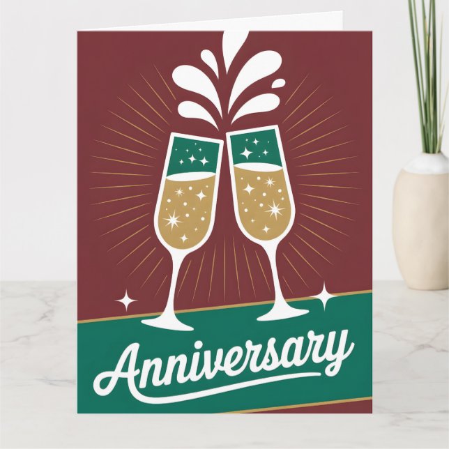 Retro-årsdagsgrafik med gnistrande champagne kort (Framsida)
