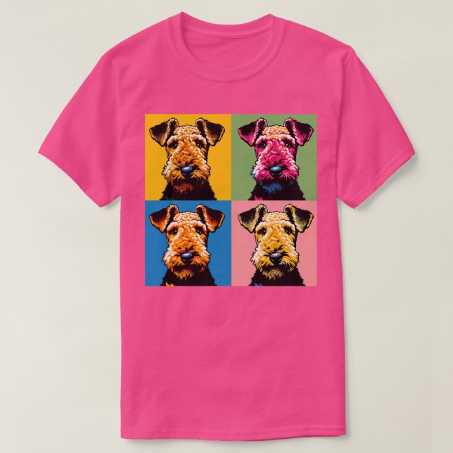 Retro Art Airedale Terrier Cute Puppy T Shirt (Design framsida)