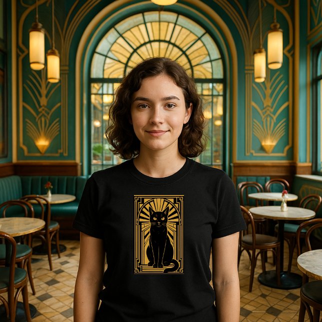 Retro Art Deco Cat T Shirt (Skapare uppladdad)