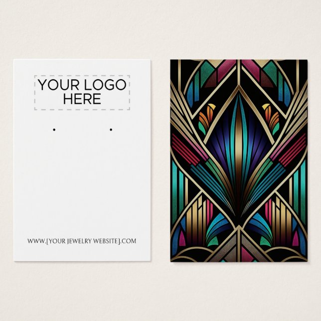 Retro Art Deco Earring Visning Card Visitkort (Framsida & baksida)