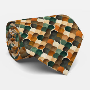 Retro Art Deco-geometri i varmt guld och grönt Slips
