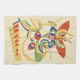 Retro Art Deco Geometrisk Blommig Affischkonst Kökshandduk