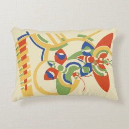 Retro Art Deco Geometrisk Blommig Affischkonst Prydnadskudde
