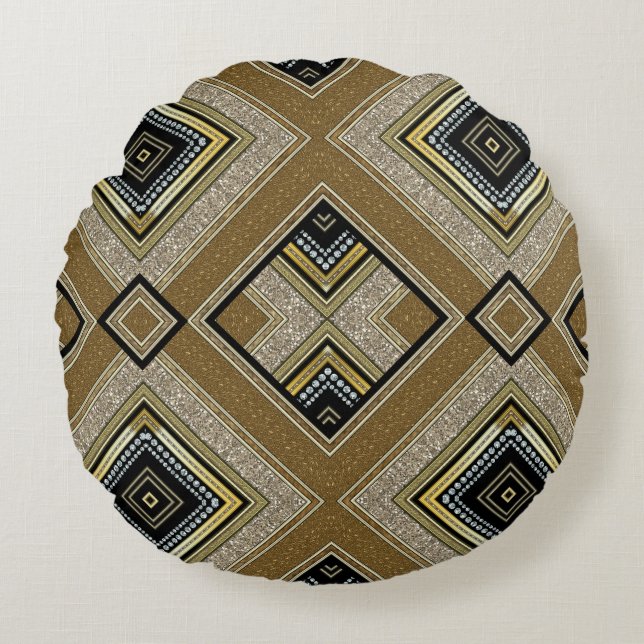 Retro Art Deco Glam Round Pillow Rund Kudde (Framsidan)