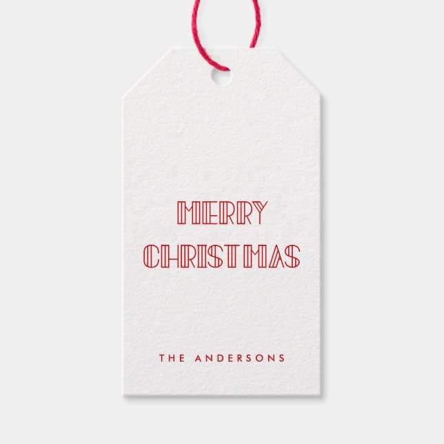 Retro art deco God jul kraft Presentetikett (Framsidan)