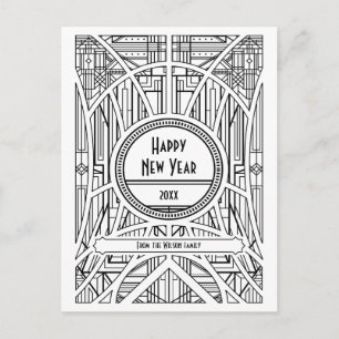 Retro art deco Gott Nytt År Vykort
