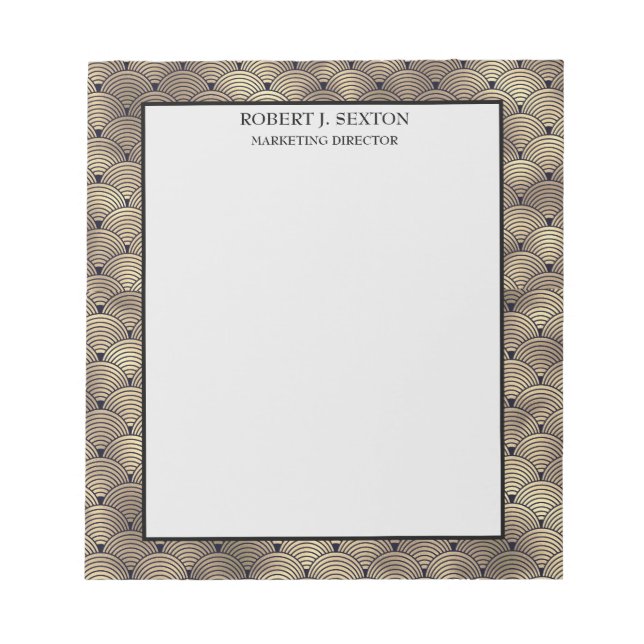 Retro Art Deco Guld och Black Rainbow Mönster Anteckningsblock (Framsida)