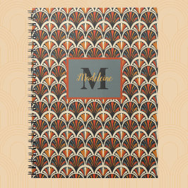 Retro Art Deco Jazz Age Mute Färg Monogram Anteckningsbok