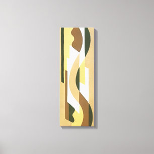 Retro Art Deco Jazz Brun Höst Kurvmönster Canvastryck