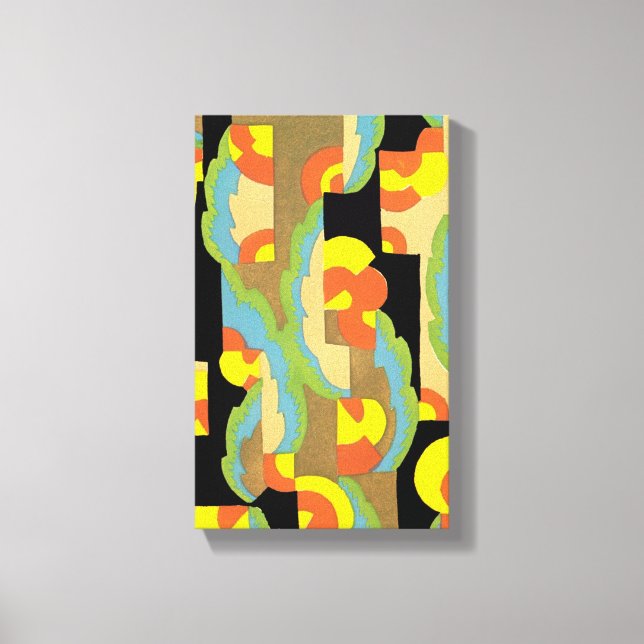 Retro Art Deco Jazz Circles Clouds Rainbow Mönster Canvastryck (Framsida)