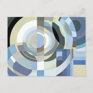 Retro Art Deco Jazz Vintage Blå Cirklar Mönster Inbjudan Vykort