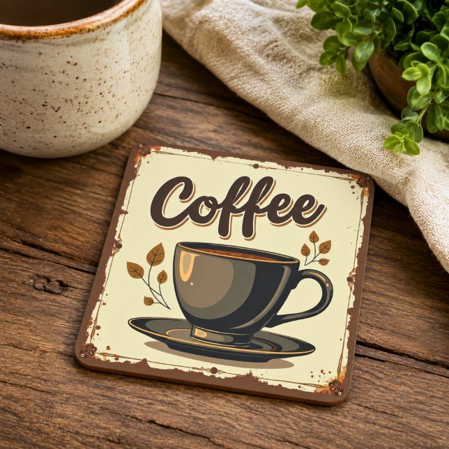 Retro Art Deco Kaffe Underlägg Papper Kvadrat (Skapare uppladdad)