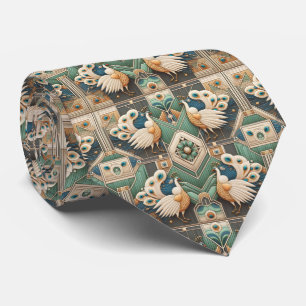 Retro Art Deco Påfåglar Slips