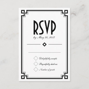 Retro Art Deco Ram White Bröllop OSA Card Kort