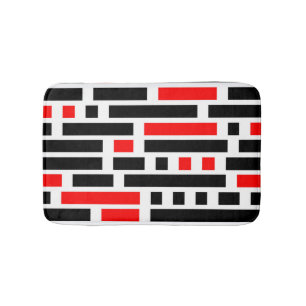 Retro Art Deco Red Black Abstrakt Mönster Design Badrumsmatta