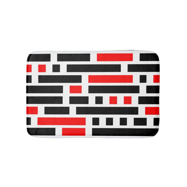 Retro Art Deco Red Black Abstrakt Mönster Design Badrumsmatta (Framsidan)
