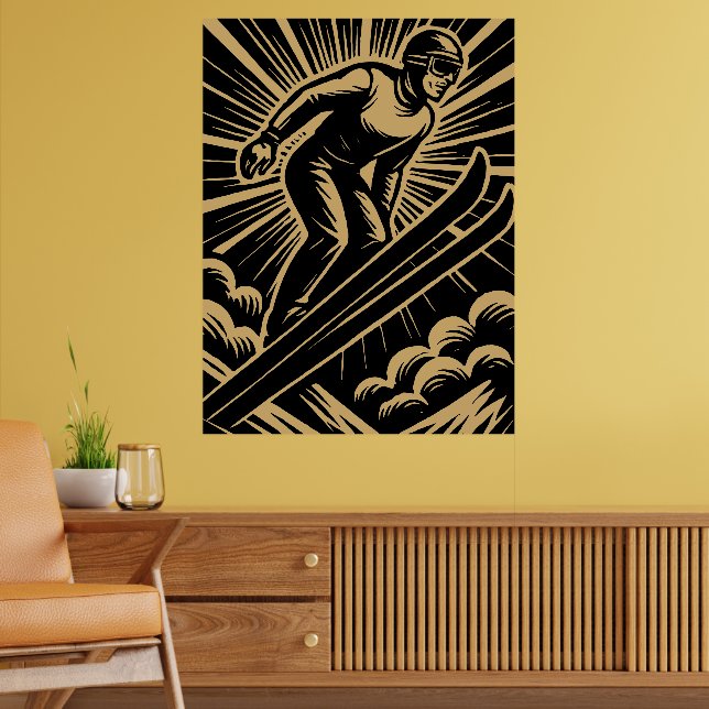 Retro Art Deco skidåkare Poster (Vardagsrum 2)