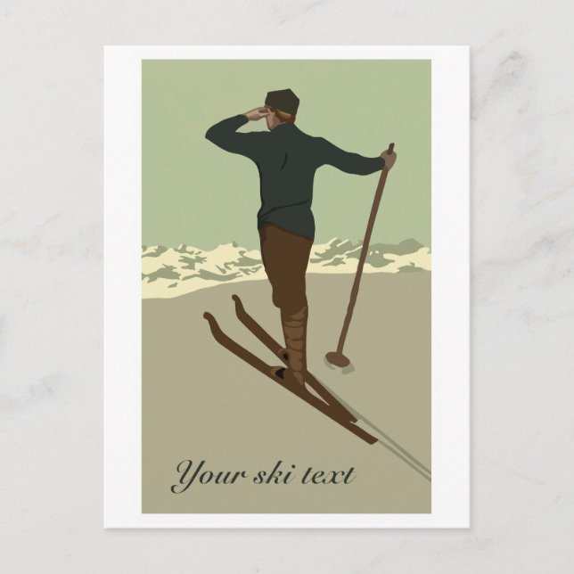 Retro art deco-skidresor och anpassade vykort (Framsida)