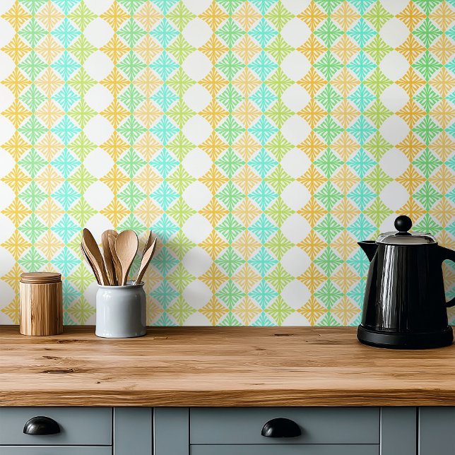 Retro art deco sommarcitrus slår mönster kakelplatta (Skapare uppladdad)