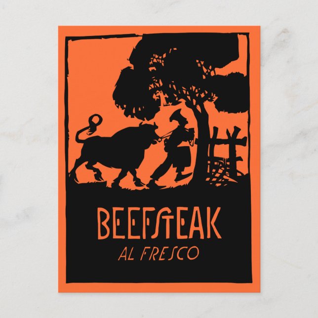 Retro art deco Steak-restaurangen Vykort (Framsida)