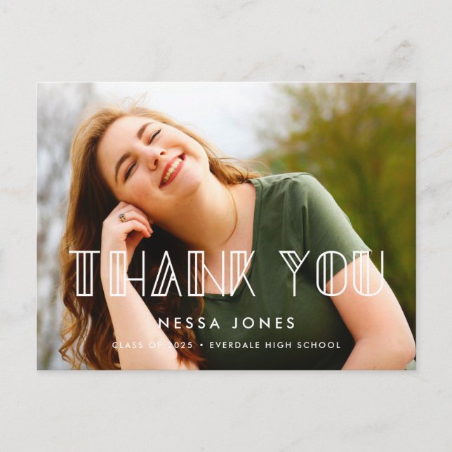 Retro art deco studenten Tack för fotot Vykort (Framsida)