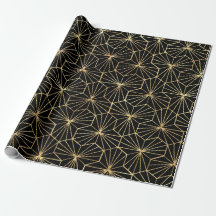 Retro Art Deco Svart Guld Geometriskt Mönster