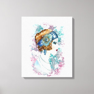 Retro Art Deco Twenties Era Woman Canvastryck