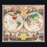 Retro Art Deco Världskartaffisch Poster<br><div class="desc">Förvandla din vägg till ett pass. Denna vintage Art Deco-illustrerade världskarta blandar dual halvkugelskartografi,  varma kräm- och terrakottafärger och illustrerade upptäcktsresande till ett djärvt uttalande. Det väcker reslust,  bränsle för nyfikenhet och uppgraderar ditt utrymme med gammaldags elegans.</div>