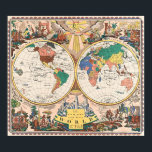 Retro Art Deco Världskartaffisch Poster<br><div class="desc">Förvandla din vägg till ett pass. Denna vintage Art Deco-illustrerade världskarta blandar dual halvkugelskartografi,  varma kräm- och terrakottafärger och illustrerade upptäcktsresande till ett djärvt uttalande. Det väcker reslust,  bränsle för nyfikenhet och uppgraderar ditt utrymme med gammaldags elegans.</div>