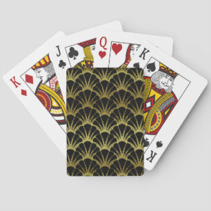 Retro art décosvart/guld- snäckafjällmönster spel kort